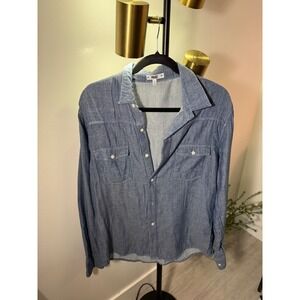 Paige Mens Chambray summer Button Down Shirt Long Sleeve Cotton M667347 M euc